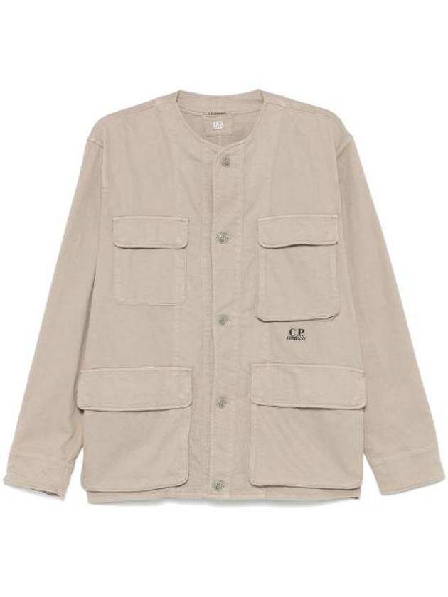 Armored Stretch Button Over Long Sleeve Shirt Beige - CP COMPANY - BALAAN 2