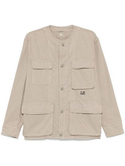 Armored Stretch Button Over Long Sleeve Shirt Beige - CP COMPANY - BALAAN 2