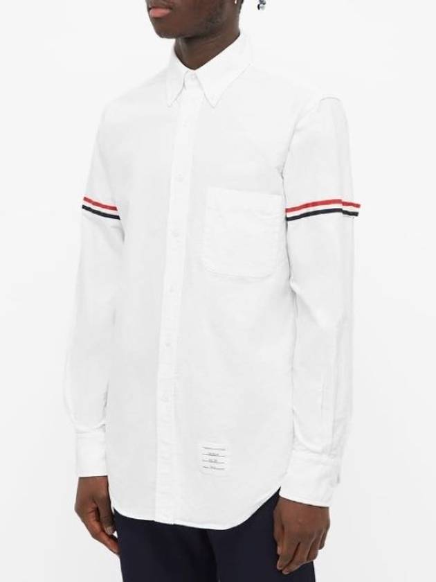 Oxford Striped Grosgrain Armband Classic Long Sleeve Shirt White - THOM BROWNE - BALAAN 4