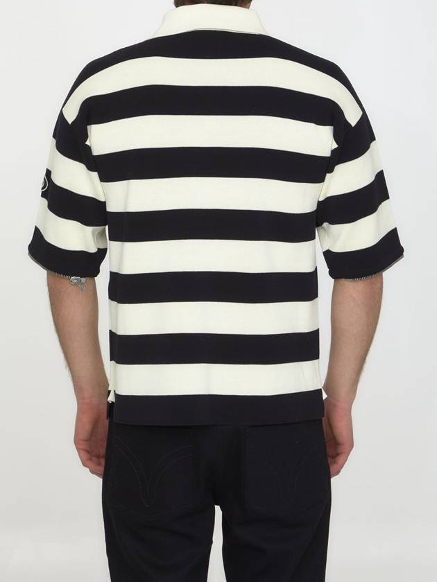 Men's Striped Cotton Polo Shirt Ivory Black - GUCCI - BALAAN 5