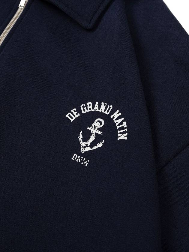 V Heavy Half Zip Up Sweat Logo Sweatshirt Navy - DE GRAND MATIN - BALAAN 5