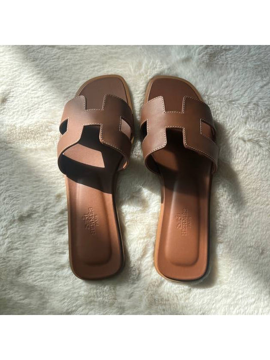 Women Sandals Oran Gold Slippers H021056Z - HERMES - BALAAN 1