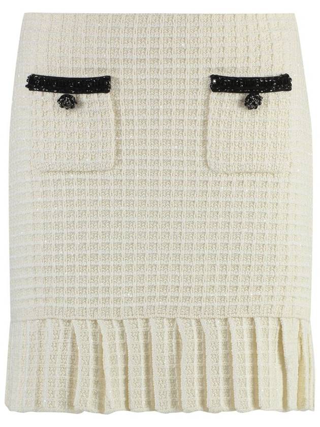 Women's Textured Knit A-Line Skirt Cream - SELF PORTRAIT - BALAAN 2