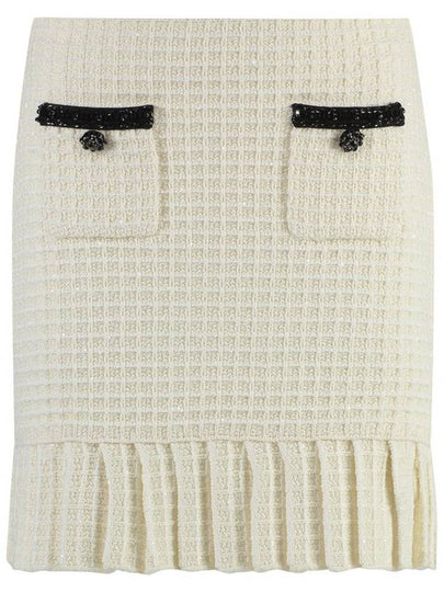 Women's Textured Knit A-Line Skirt Cream - SELF PORTRAIT - BALAAN 2