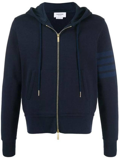 Men's Diagonal Armband Loopback Relaxed Fit Zip Up Hoodie Navy - THOM BROWNE - BALAAN 2