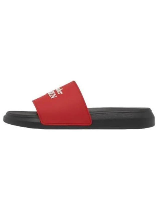 Rubber Full Slide Rust Red White Slippers - ALEXANDER MCQUEEN - BALAAN 1