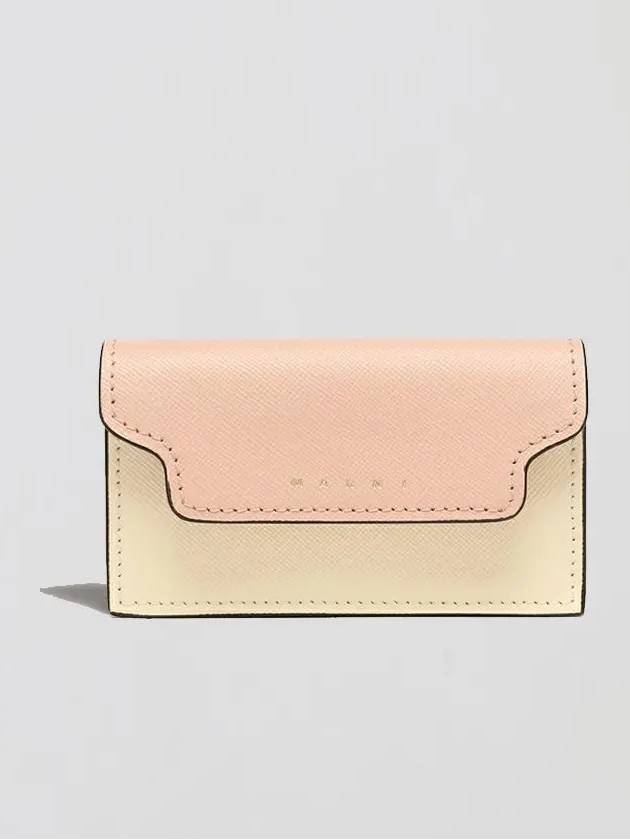 Logo Color Block Saffiano Card Wallet Pink - MARNI - BALAAN 2