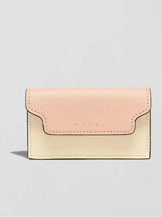 Logo Color Block Saffiano Card Wallet Pink - MARNI - BALAAN 2