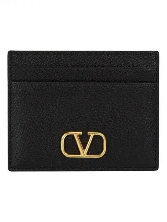 V Logo Signature Card Wallet Black - VALENTINO - BALAAN 2