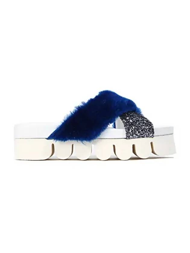 Fur Glitter Slippers Blue - JOSHUA SANDERS - BALAAN 1