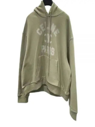 Logo Print Cotton Fleece Loose Hoodie KhakI - CELINE - BALAAN 2