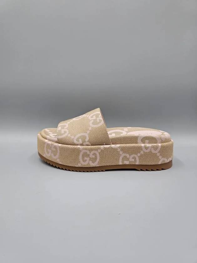 Jumbo GG Platform Slipper Beige Light Pink - GUCCI - BALAAN 4