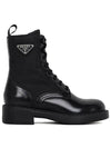 Women's Brushed Leather Re-Nylon Walker Boots Black - PRADA - BALAAN 5
