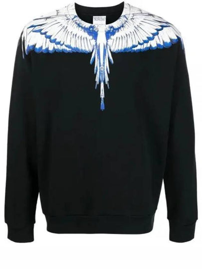 Icon Wing Print Crew Neck Sweatshirt Black Blue - MARCELO BURLON - BALAAN 2