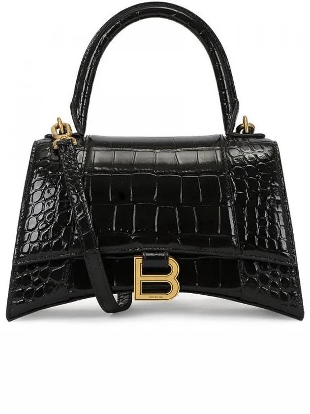 Hourglass Crocodile Emboss Small Tote Bag Black - BALENCIAGA - BALAAN 2