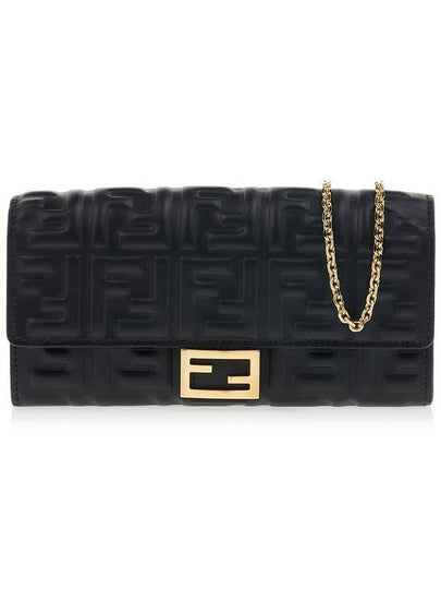 Baguette Continental Chain Leather Long Wallet Black - FENDI - BALAAN 2