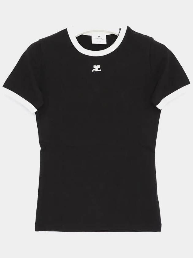 Contrast Signature Short Sleeve T-Shirt Black - COURREGES - BALAAN 2