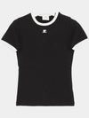 Contrast Signature Short Sleeve T-Shirt Black - COURREGES - BALAAN 3