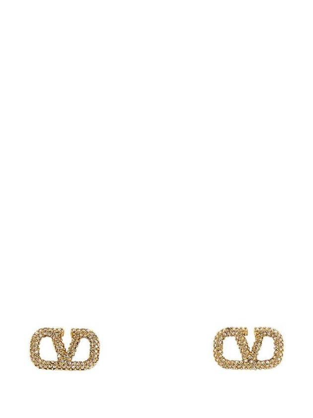 V Logo Signature Embellished Earrings Gold - VALENTINO - BALAAN 1