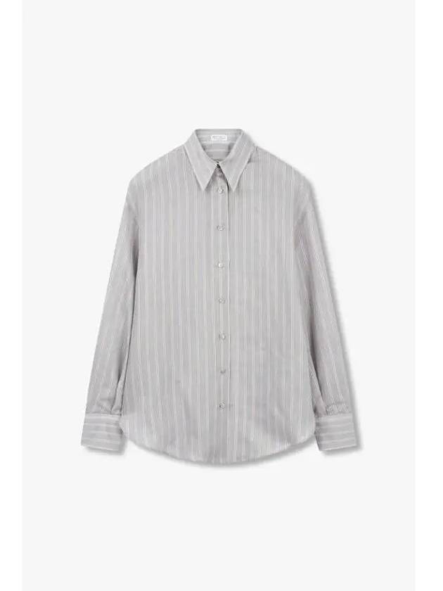 Surprise 10 e Point Women s Shining Stripe Pattern Shirt Gray - BRUNELLO CUCINELLI - BALAAN 1