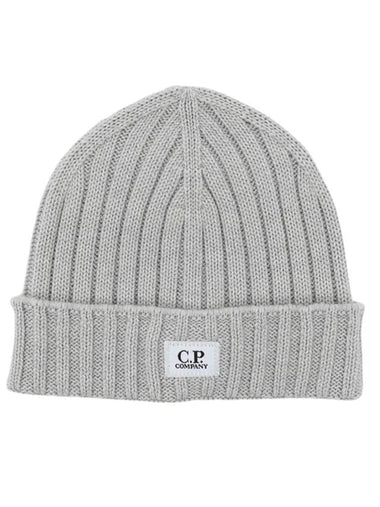 Extra Fine Merino Wool Logo Beanie Grey - CP COMPANY - BALAAN 1