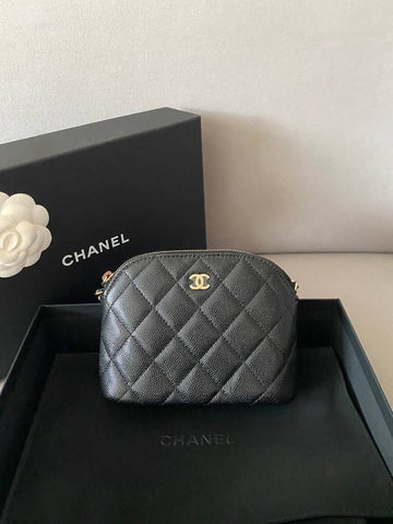 Half Moon Mini Chain Bag Caviar Black Gold AP4000 - CHANEL - BALAAN 1