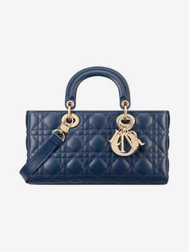 Lady D Joy Cannage Sheepskin Tote Bag Deep Blue - DIOR - BALAAN 1