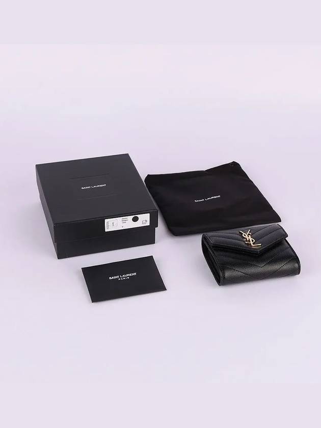 Monogram Cassandra Matelasse Half Wallet Black - SAINT LAURENT - BALAAN 7