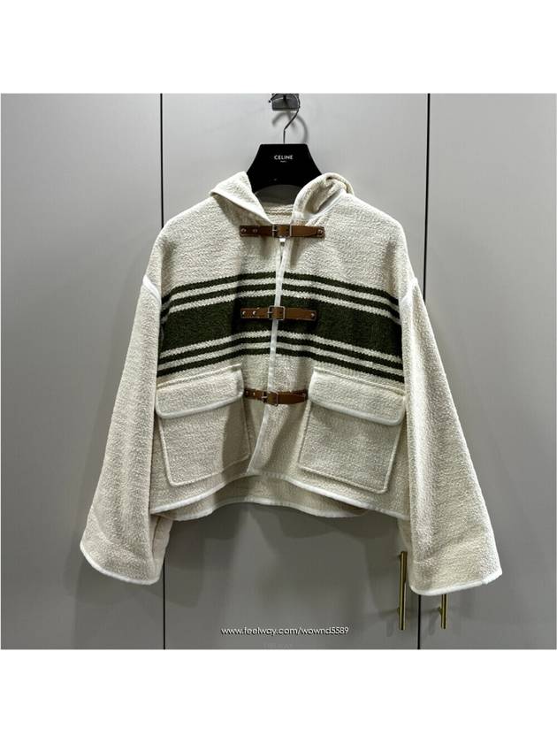 Fromato 34 women s logo striped tweed hooded cardigan jacket - CELINE - BALAAN 4