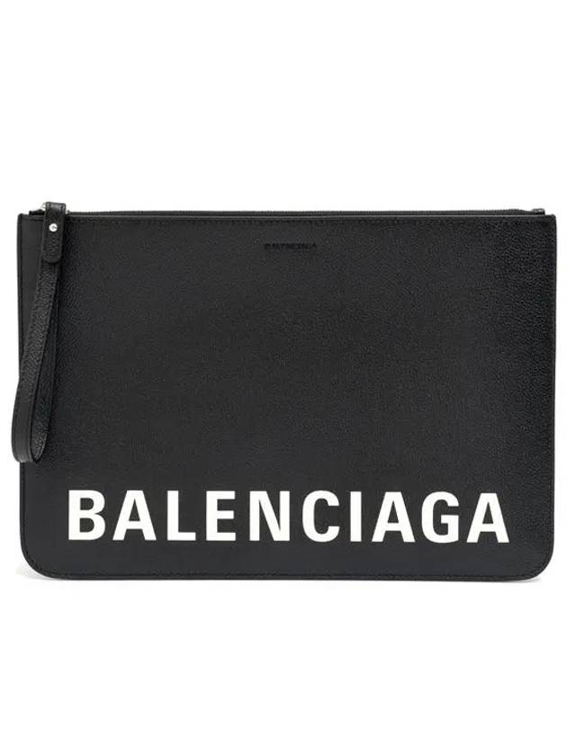 Logo Strap Clutch Bag Black - BALENCIAGA - BALAAN.