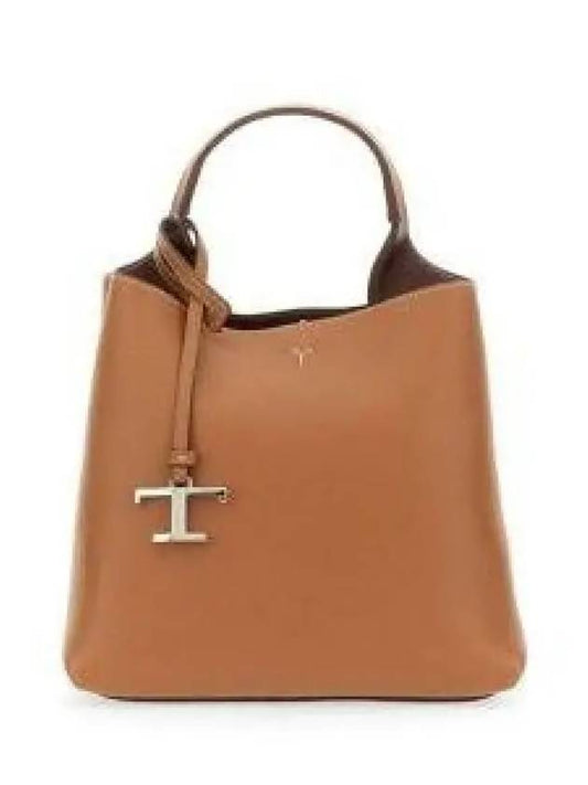 Logo Mini Leather Tote Bag Brown - TOD'S - BALAAN 2