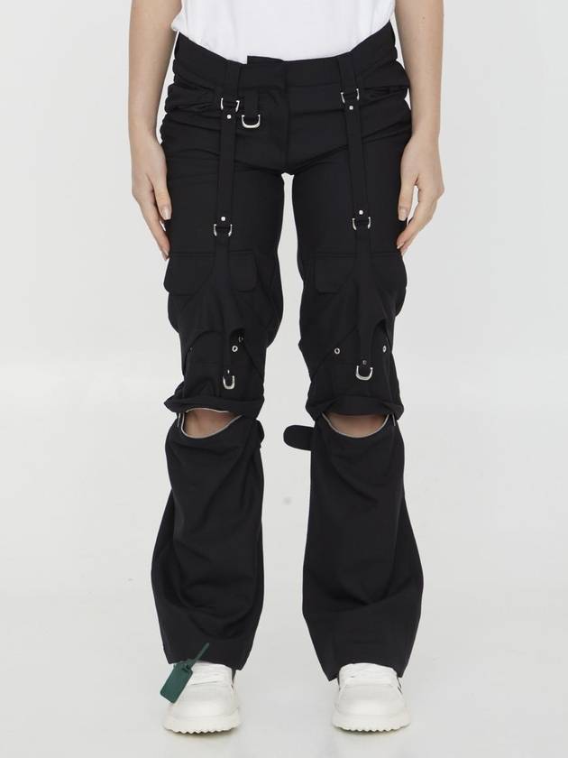 Black Virgin Wool Blend Cargo Zipper Pants OWCF020F23FAB0011000 B0560955680 - OFF WHITE - BALAAN 2