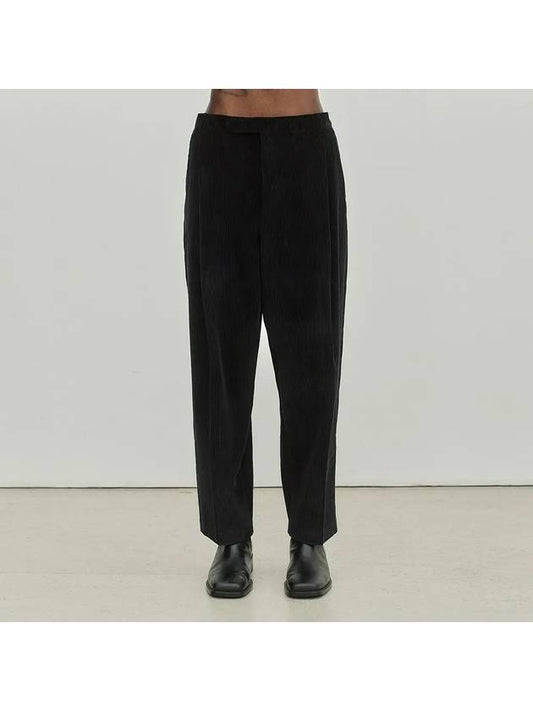 Corduroy One Tuck Wide Pants Black - NOIRER - BALAAN 2