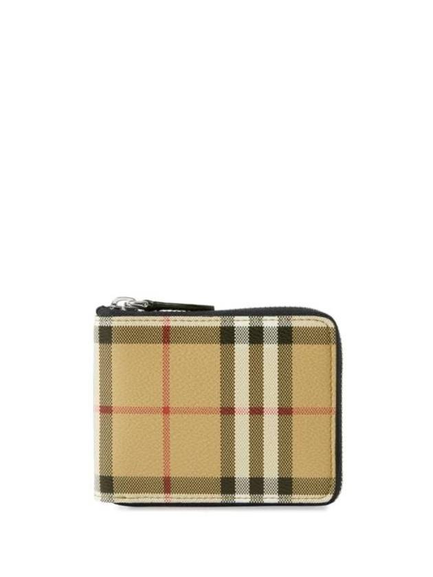 Checked Zipped Half Wallet Beige - BURBERRY - BALAAN 1