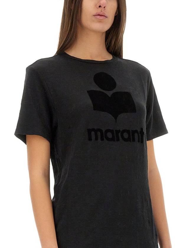 Zewel Logo Short Sleeve T Shirt Black - ISABEL MARANT ETOILE - BALAAN 5