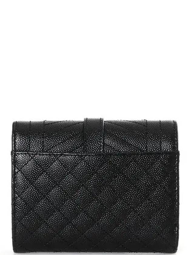 Monogram Envelope Compact Tri-Fold Matelasse Halfwallet Black - SAINT LAURENT - BALAAN 4