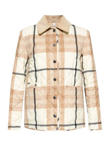 Check Diamond Quilted Jacket Beige - BURBERRY - BALAAN 1