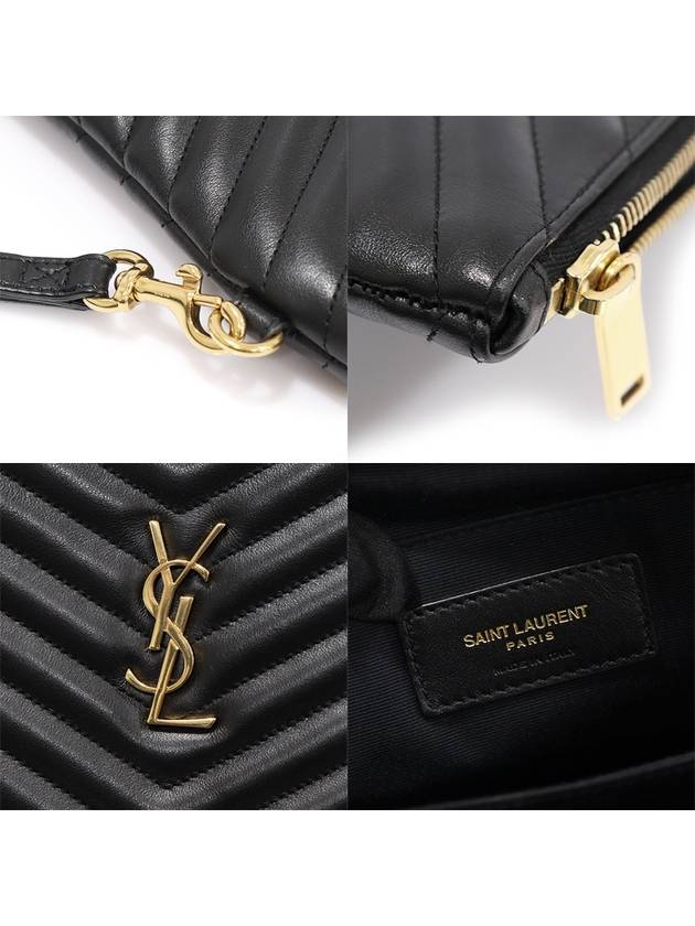 440222 Black Matelasse Monogram Document Holder Strap Clutch - SAINT LAURENT - BALAAN 7