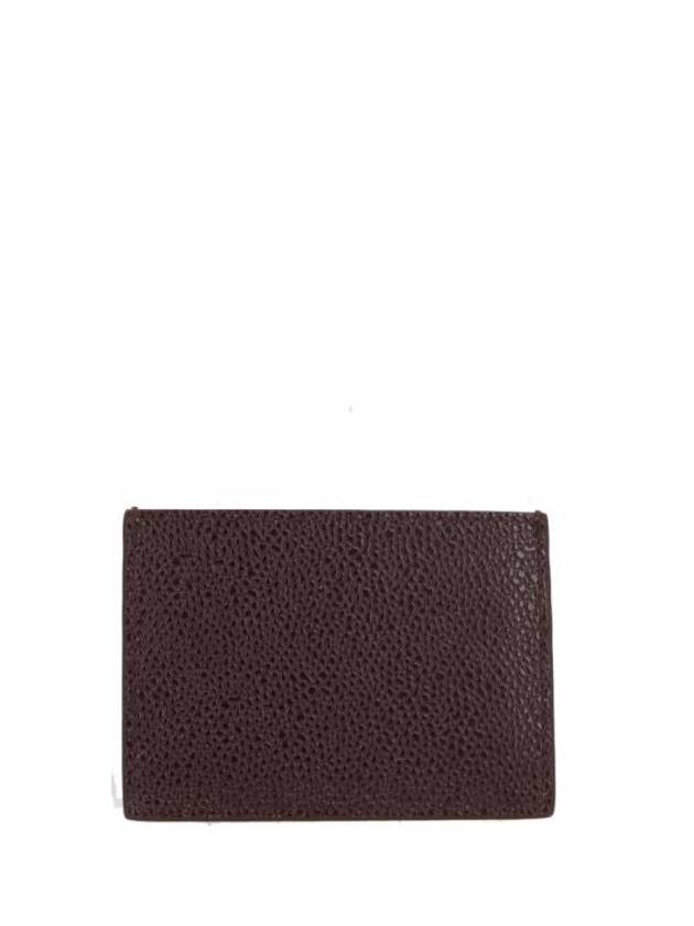 Lucido Leather Single Card Wallet Red - THOM BROWNE - BALAAN 4