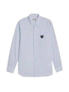 Black Heart Stripe Long Sleeve Shirt Blue - COMME DES GARCONS - BALAAN 2