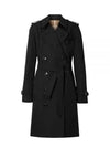 Mid Length Kensington Heritage Trench Coat Black - BURBERRY - BALAAN 2