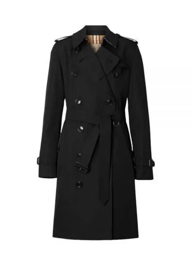 Mid Length Kensington Heritage Trench Coat Black - BURBERRY - BALAAN 2