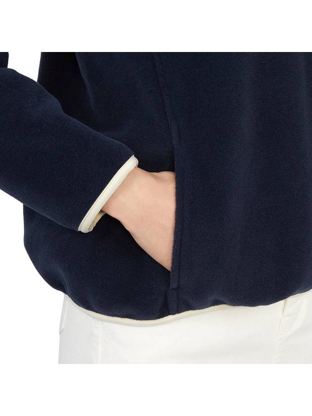 Serif Logo Buttoned Polar Cotton Sweatshirt Cream Navy - SPORTY & RICH - BALAAN 10