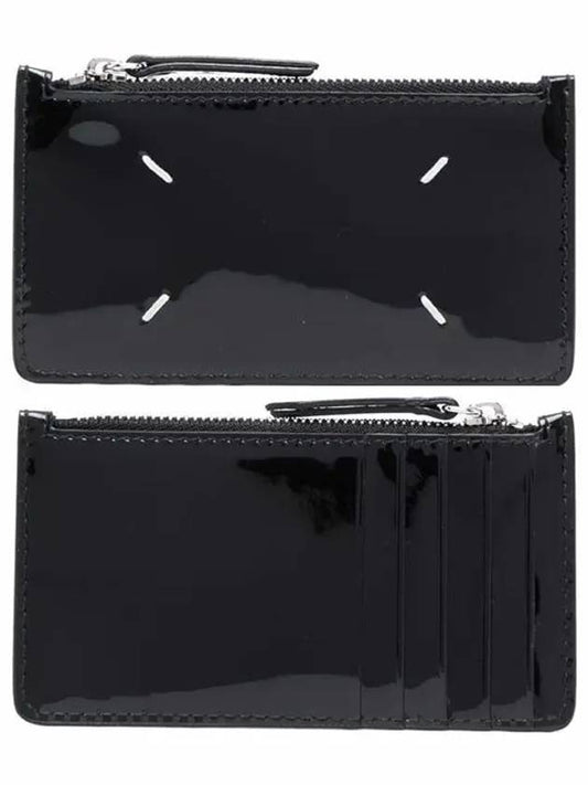Stitch Varnish Zipper Card Wallet Black - MAISON MARGIELA - BALAAN 2