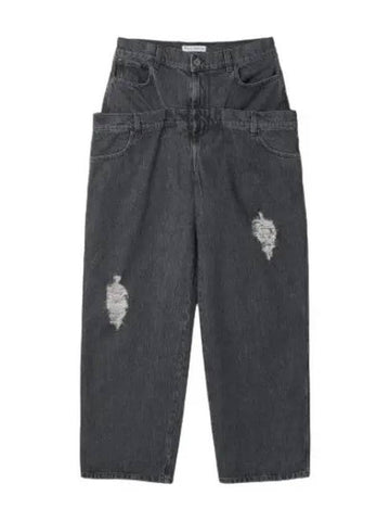 Double waistband denim pants gray jeans - JW ANDERSON - BALAAN 1