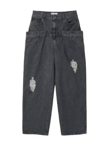 Double waistband denim pants gray - JW ANDERSON - BALAAN 1