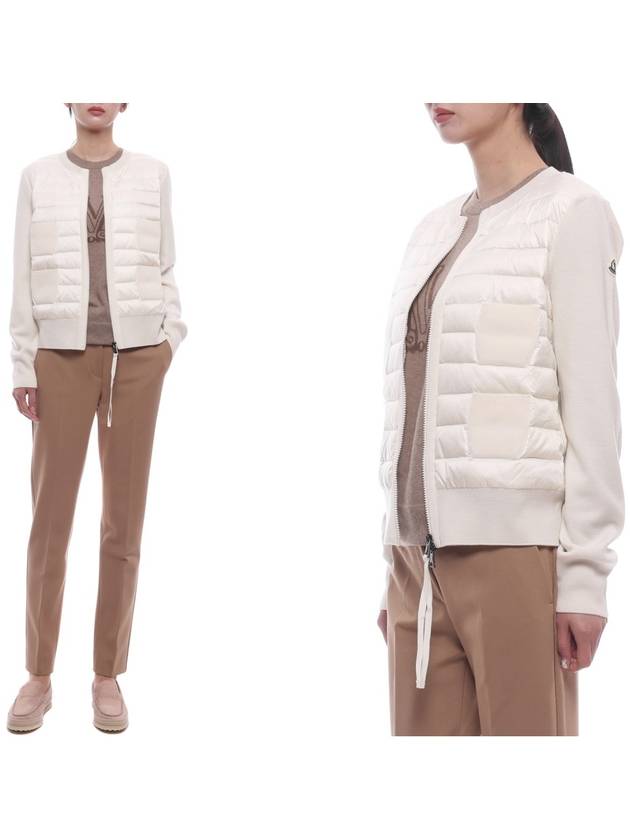 Women's Padded Wool Zip-Up Cardigan White - MONCLER - BALAAN 2