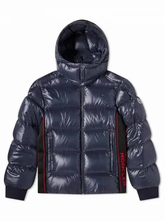 LUNETIERE side lettering hooded short down jacket navy men s padding 233343 - MONCLER - BALAAN 1