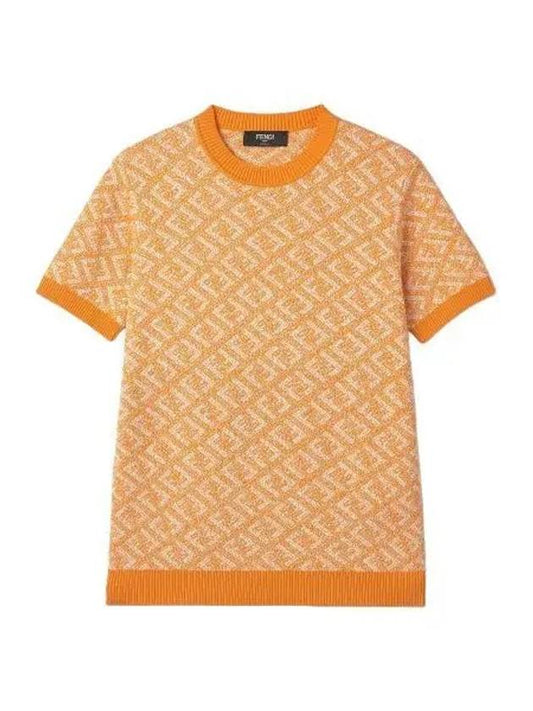 Pullover Logo Short Sleeve T Shirt Orange Tee - FENDI - BALAAN 1