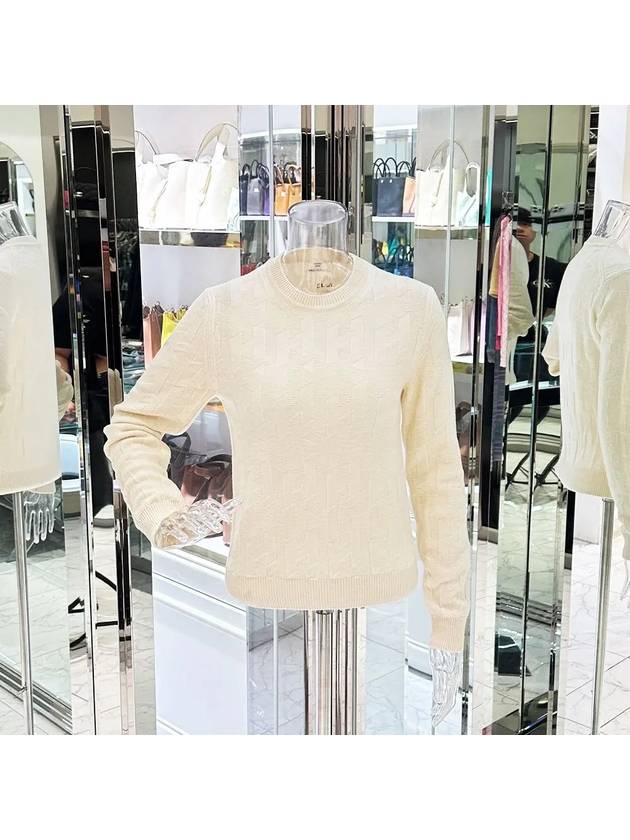 H Long Sleeve Sweater 36 Blanc Naturel 4HA1048 - HERMES - BALAAN 1